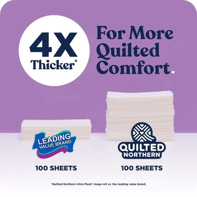 Alt view image 2 of 6 - Quilted Northern Ultra Plush 3-Ply Toilet Paper, 6 Mega Rolls, 255 Sheets Per Roll