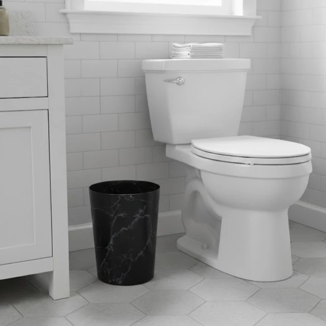 Alt view image 3 of 6 - Mainstays 5 Gallon Plastic Bathroom Trash Can with No Lid, Black Marble