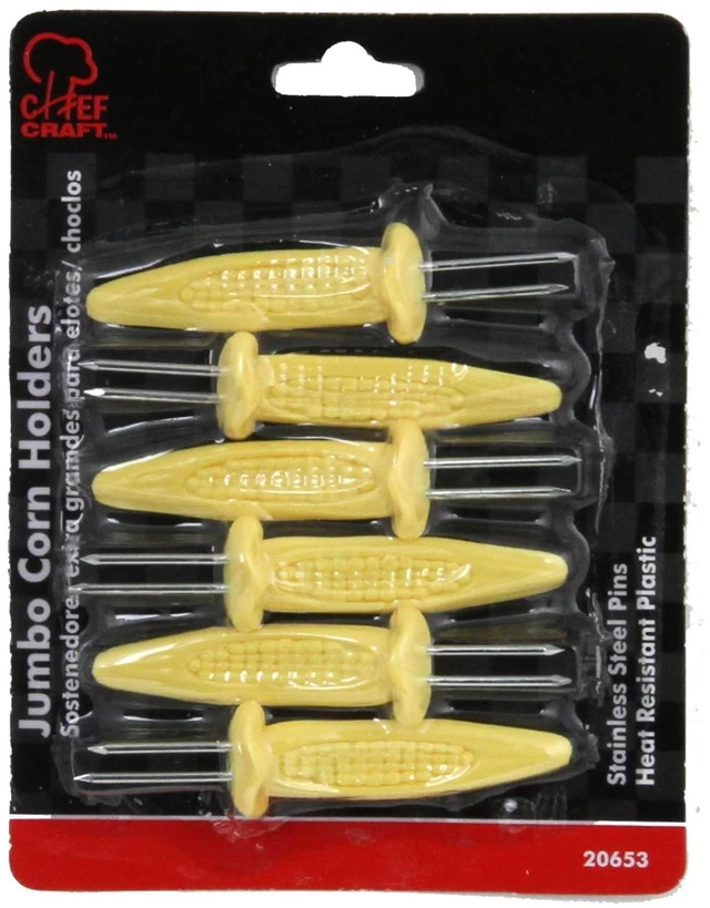 Alt view image 2 of 2 - Chef Craft Jumbo Corn Holders 6 Pieces, Yellow, One Size, Model 20653