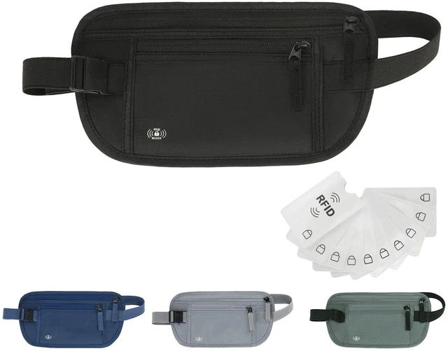 Main image of RFID Blocking Hidden Money Belt Passport Holder for Travel, Black