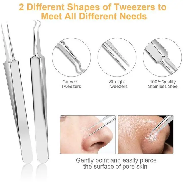 Alt view image 7 of 7 - 9Pcs Blackhead Remover Tools, Pimple Popper Tool Kit, Pimple Extractor