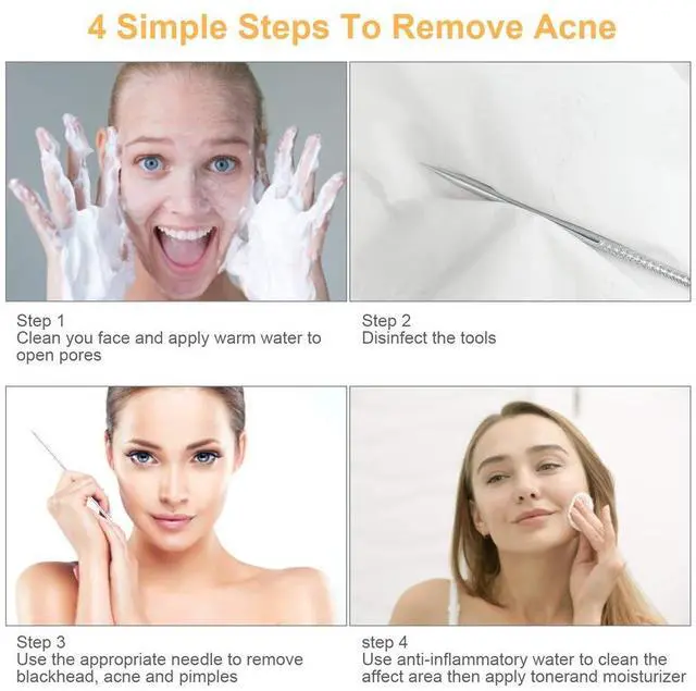 Alt view image 2 of 7 - 9Pcs Blackhead Remover Tools, Pimple Popper Tool Kit, Pimple Extractor