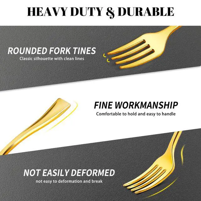 Alt view image 4 of 6 - 100CT Mini Gold Forks 4-Inch for Desserts