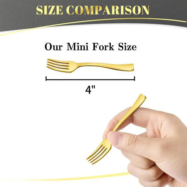 Alt view image 3 of 6 - 100CT Mini Gold Forks 4-Inch for Desserts