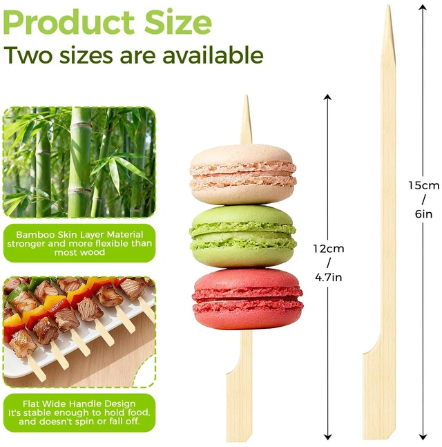 Alt view image 4 of 7 - Bamboo Appetizer Skewers 4.7 Inch 300 Pack - Cocktail Picks, Charcuterie Toothpicks, Decorative Party Picks, Bamboo Cocktail Sticks for Drinks and Food
