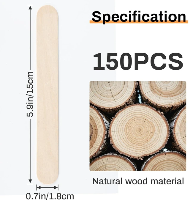 Alt view image 4 of 6 - 150pcs Large Wooden Waxing Spatula 6-Inch for Hair Removal