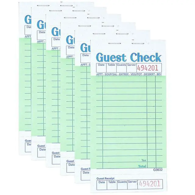 Main image of Budgenix 6 Pack Guest Checks Server Note Pads, 300 Order Pads