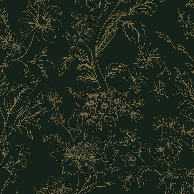 Alt view image 4 of 6 - Hopepak Gold and Green Floral Peel and Stick Wallpaper 17.3" x 78.7" Self Adhesive Removable Waterproof Vinyl Roll for Bedroom, Bathroom, Living Room
