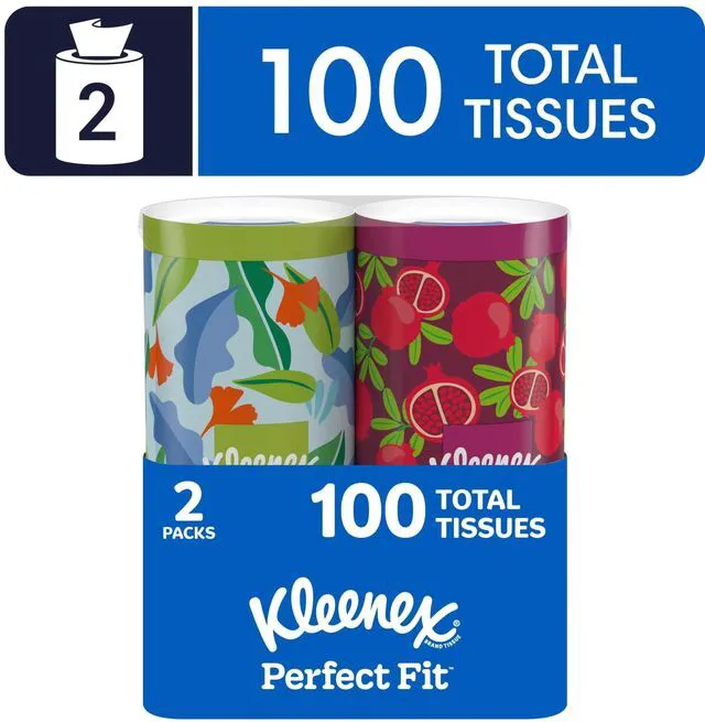 Main image of Kleenex Perfect Fit 2-Ply Canister Facial Tissues, 2 Pack (100 Tissues)