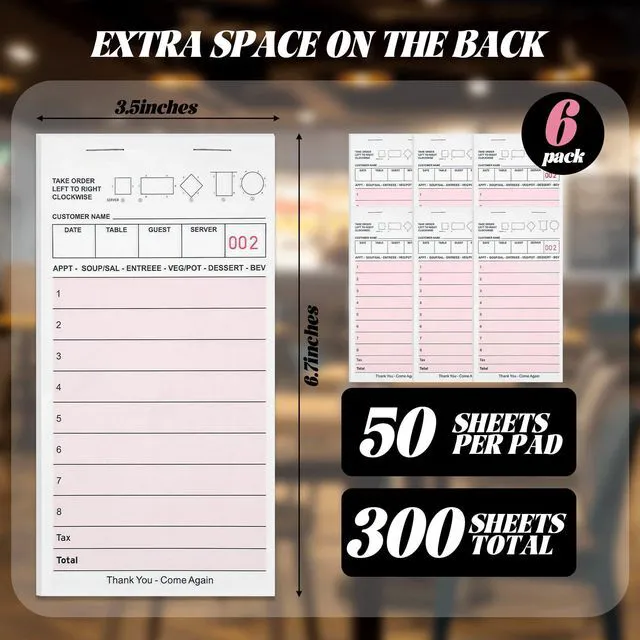 Alt view image 5 of 5 - Pink Guest Checks Books for Servers, 6 Pack