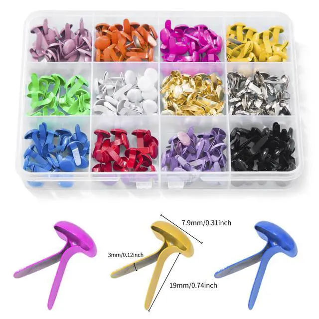 Alt view image 3 of 5 - 180pcs 12 Colors Metal Brads Paper Fasteners Mini Split Pins for DIY Crafts Scrapbooking
