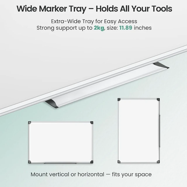 Alt view image 2 of 7 - Magnetic Dry Erase Board 36x24 for Wall, Silver Aluminum Frame with 2 Markers, 4 Magnets & Eraser for Home Office, School, Study Room