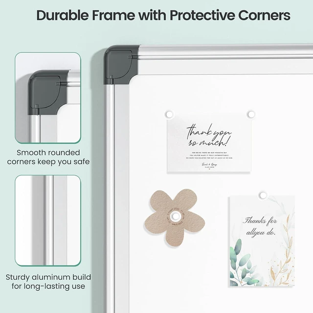 Alt view image 4 of 7 - Magnetic Dry Erase Board 36x24 for Wall, Silver Aluminum Frame with 2 Markers, 4 Magnets & Eraser for Home Office, School, Study Room