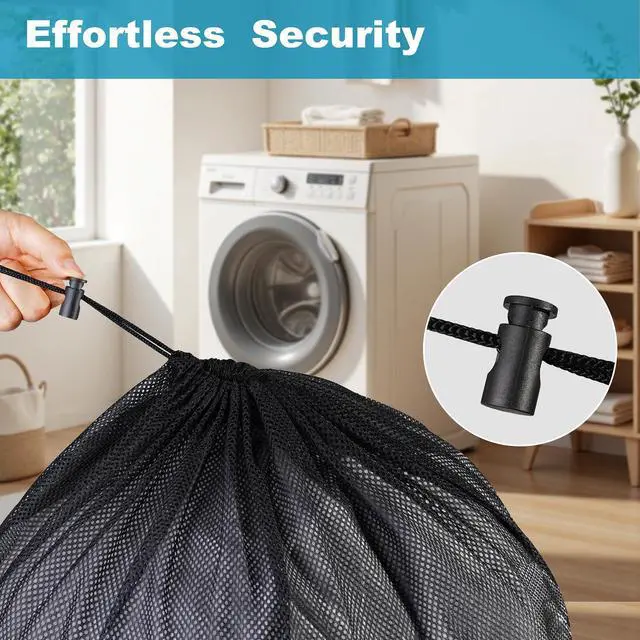 Alt view image 7 of 7 - 3-Pack Large Mesh Laundry Bags 24x36 Inch, Drawstring Closure, Delicates Bag for Washing Machine - Black