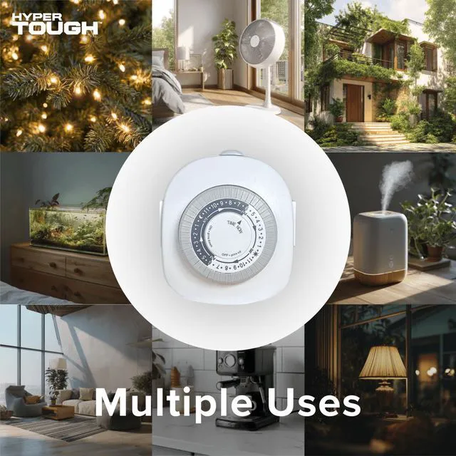 Alt view image 2 of 6 - Hyper Tough Indoor Analog Light Timer with 2 Grounded Outlets