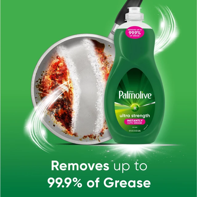 Alt view image 2 of 6 - Palmolive Ultra Strength Liquid Dish Soap, 42fl oz Bottle, Cuts Grease and Grime, No Soaking Needed