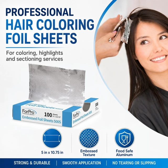 Alt view image 4 of 7 - ForPro Professional Embossed Pop-Up Hair Foil Sheets, Pre-Cut Aluminum Foils, Non-Slip Embossed Texture, 5" W x 10.75" L, 100 Count, for Salon Hair Color & Highlights