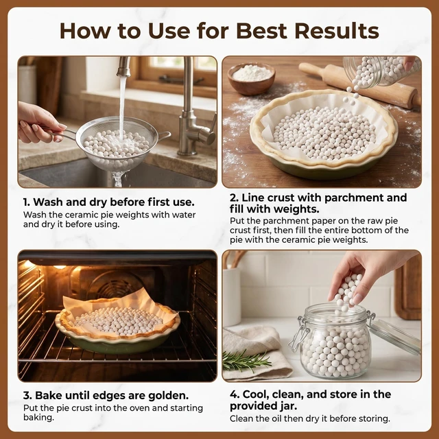 Alt view image 2 of 6 - Sukh 0.94LB Ceramic Pie Weights Reusable Baking Beans for Blind Baking