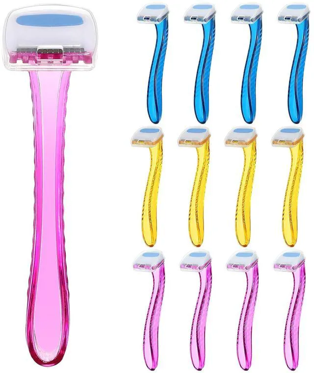 Main image of Honoson 12Pcs Women Disposable Bikini Razors, Light Pink, Yellow, Blue