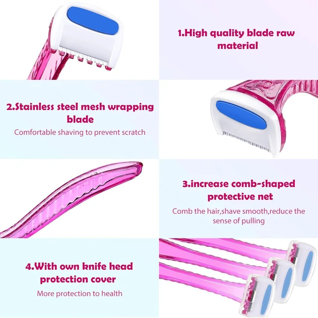 Alt view image 2 of 6 - Honoson 12Pcs Women Disposable Bikini Razors, Light Pink, Yellow, Blue