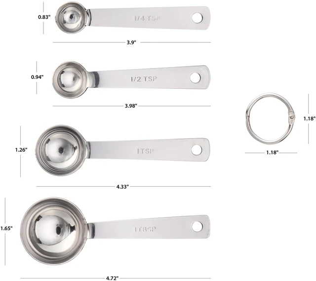 Alt view image 2 of 5 - Mainstays Stainless Steel 4-Piece Nesting Measuring Spoons Set