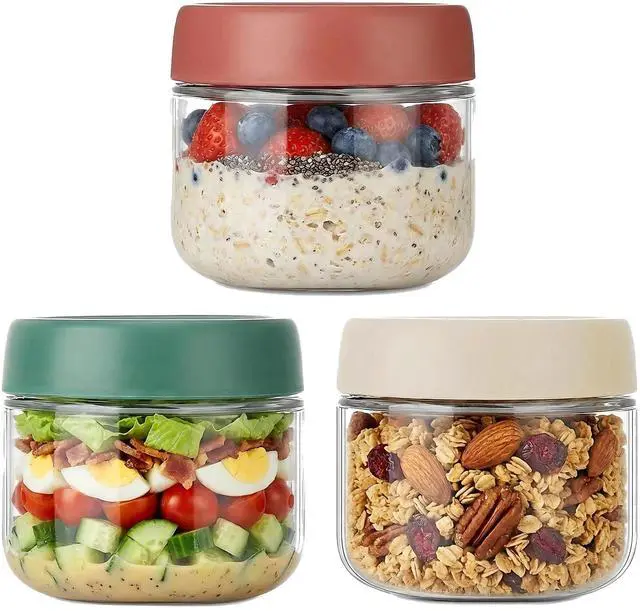 Main image of 3-Pack 10oz Glass Jars with Screw Lids, Overnight Oats Containers, Meal Prep, Spice Jars, Wide Mouth Storage
