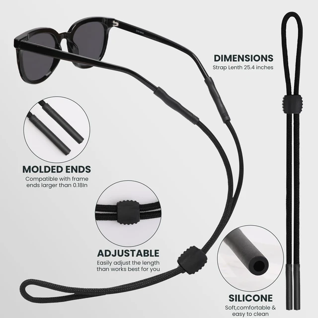 Alt view image 3 of 7 - 3 Pcs Adjustable Glasses Strap - Neck Eyewear Retainer, Sports Sunglasses Strap, Lanyard for Men Women Kids