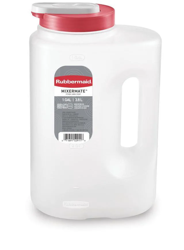 Alt view image 2 of 6 - Rubbermaid Mixermate Leak-Resistant Pitcher, 3.8L (1 Gallon), Clear, Plastic