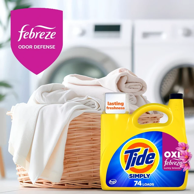 Alt view image 4 of 6 - Tide Simply Laundry Detergent Liquid, 31 fl oz, 22 Loads, Oxi Boost + Febreze Odor Defense, Sunny Breeze Scent