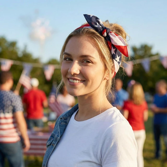 Alt view image 7 of 7 - Ardorchid American Flag Bandana Headband Red White Blue for Men Women Neck and Face Scarf Head Wrap