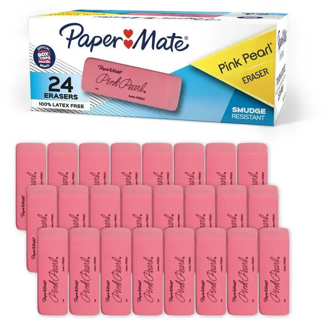 Main image of Paper Mate Pink Pearl Erasers Medium, 24 Count - Back to School Classroom Teacher Supplies