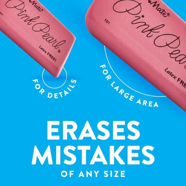 Alt view image 2 of 7 - Paper Mate Pink Pearl Erasers Medium, 24 Count - Back to School Classroom Teacher Supplies