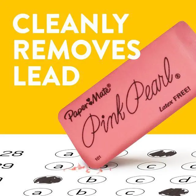 Alt view image 7 of 7 - Paper Mate Pink Pearl Erasers Medium, 24 Count - Back to School Classroom Teacher Supplies