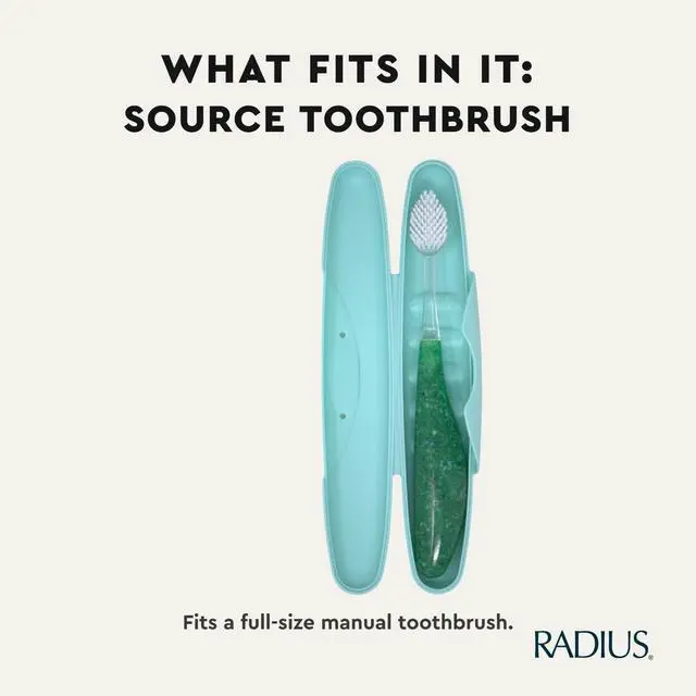 Alt view image 2 of 7 - RADIUS Toothbrush Travel Case for Standard Brush, BPA-Free Recycled Plastic, Portable, Light Blue, 8.25H x 1.38W x 1.75L in