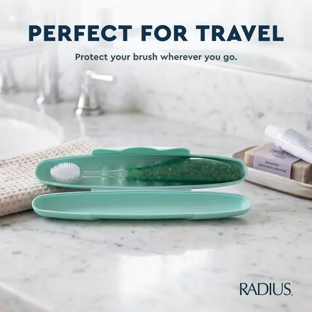 Alt view image 3 of 7 - RADIUS Toothbrush Travel Case for Standard Brush, BPA-Free Recycled Plastic, Portable, Light Blue, 8.25H x 1.38W x 1.75L in