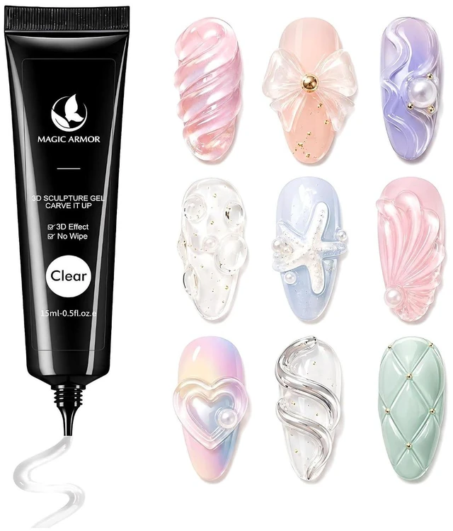 Main image of MAGIC ARMOR 15g 3D Nail Gel for Sculpting, Molding, and Craving Clear Nail Art Glue for DIY Nail Art Designs and Manicure Decoration