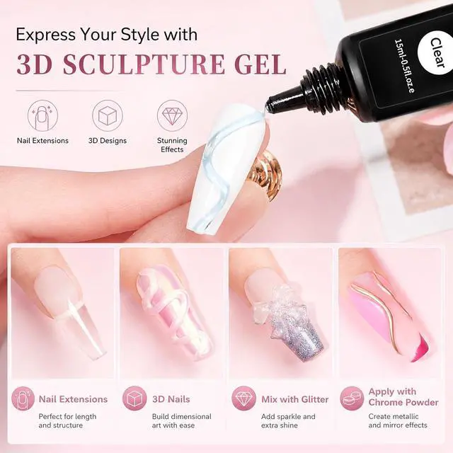 Alt view image 5 of 6 - MAGIC ARMOR 15g 3D Nail Gel for Sculpting, Molding, and Craving Clear Nail Art Glue for DIY Nail Art Designs and Manicure Decoration