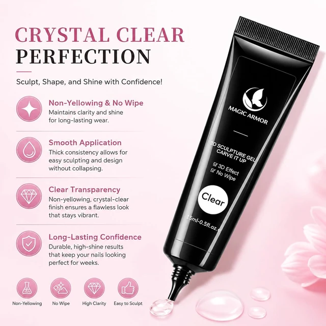 Alt view image 4 of 6 - MAGIC ARMOR 15g 3D Nail Gel for Sculpting, Molding, and Craving Clear Nail Art Glue for DIY Nail Art Designs and Manicure Decoration