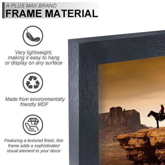 Alt view image 4 of 6 - 6x6 Picture Frame Set of 2 Black Lightweight Tabletop and Wall Mount