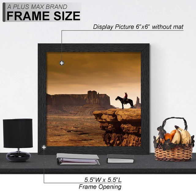 Alt view image 3 of 6 - 6x6 Picture Frame Set of 2 Black Lightweight Tabletop and Wall Mount