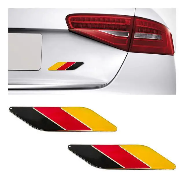 Main image of Dickno 2 PCS 3D Tricolor Flag Aluminum Car Front Fender Badge Emblem, Auto Stickers Decals, Universal Exterior Accessories for Vehicles (Germany)