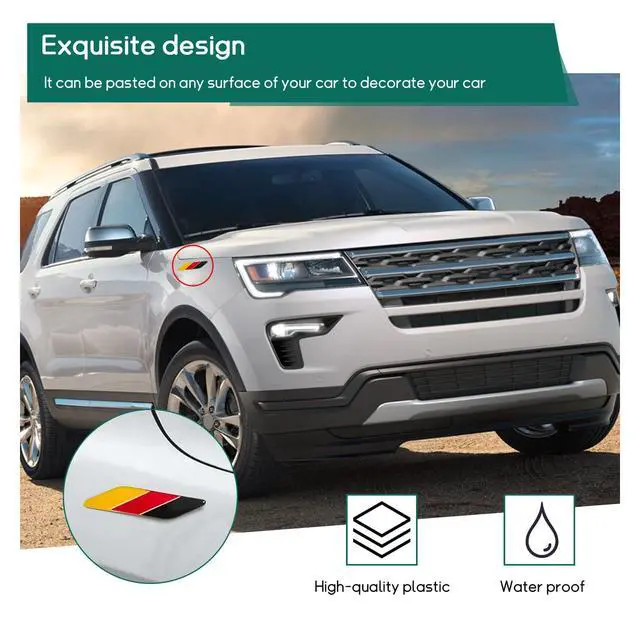 Alt view image 5 of 6 - Dickno 2 PCS 3D Tricolor Flag Aluminum Car Front Fender Badge Emblem, Auto Stickers Decals, Universal Exterior Accessories for Vehicles (Germany)