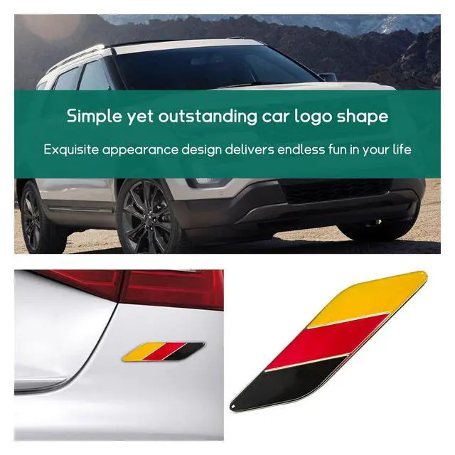 Alt view image 6 of 6 - Dickno 2 PCS 3D Tricolor Flag Aluminum Car Front Fender Badge Emblem, Auto Stickers Decals, Universal Exterior Accessories for Vehicles (Germany)