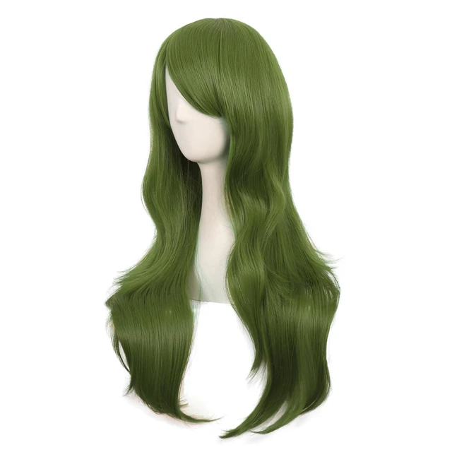 Alt view image 5 of 5 - MapofBeauty 28Inch Long Curly Hair Cosplay Wig, Olive Green