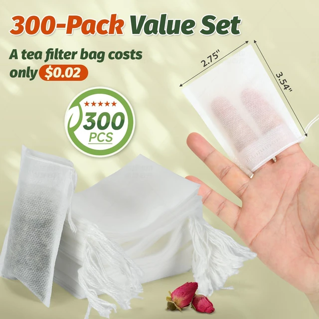 Alt view image 2 of 7 - 300Pcs Empty Tea Bags Disposable Tea Infuser Sachets for Loose Leaf Tea