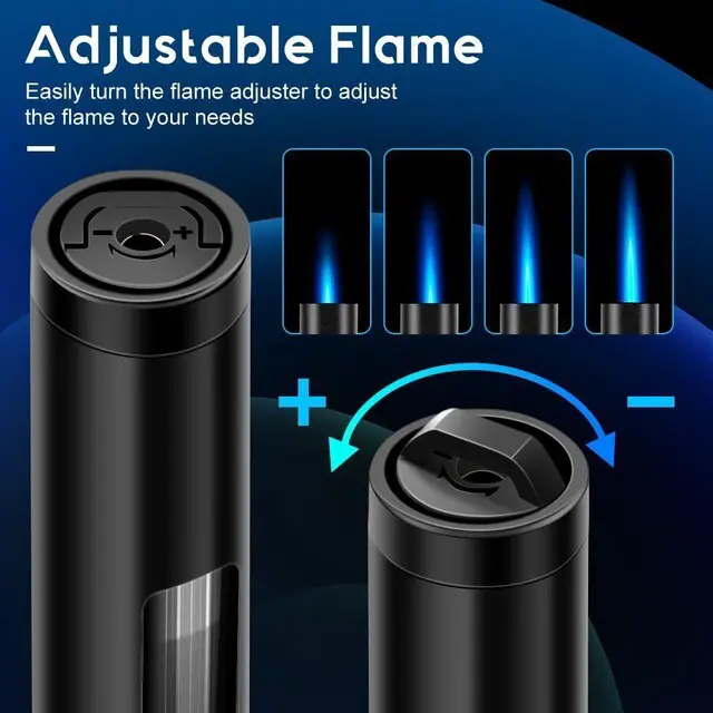 Alt view image 5 of 6 - LcFun 2 Pack Refillable Butane Torch Lighter with Visible Fuel Window, Windproof Adjustable Jet Flame, for Candle Grill BBQ Camping Fireworks (Butane Not Included)
