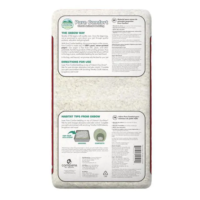 Alt view image 4 of 6 - Oxbow Small Animal Bedding for Hamster, Guinea Pig, Rabbit, White, 36L, USA