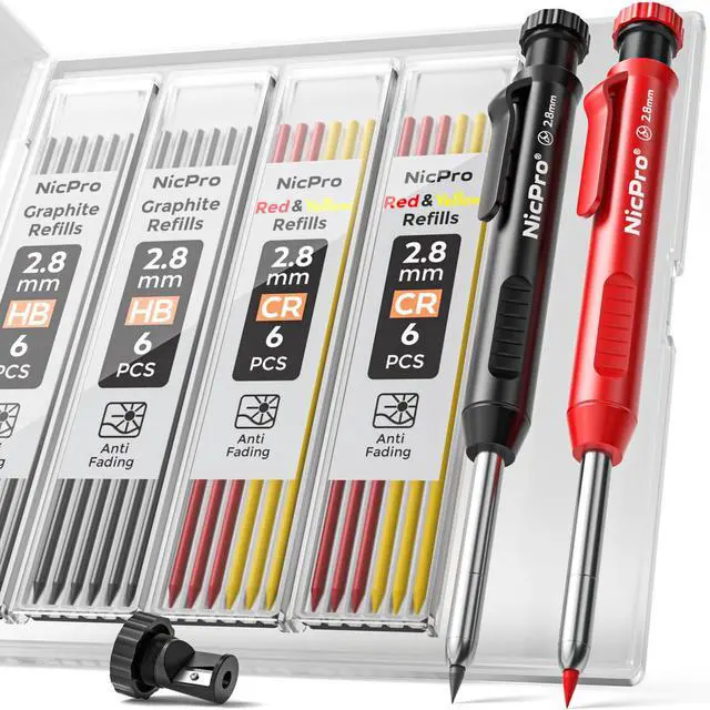 Main image of Nicpro Carpenter Pencils Mechanical Pencil with Sharpener for Construction