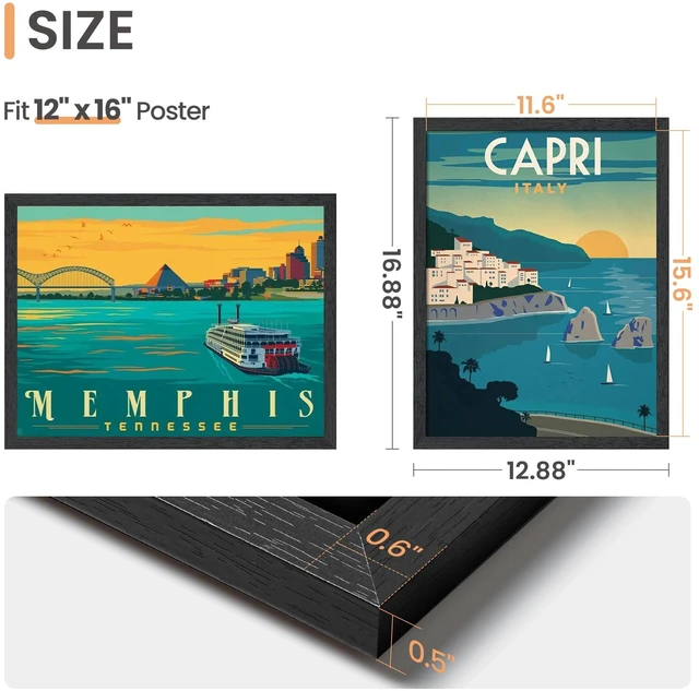 Alt view image 2 of 6 - Upsimples 12x16 Picture Frame, Wall Gallery Frame, Engineered Wood, Black, 1 Pack