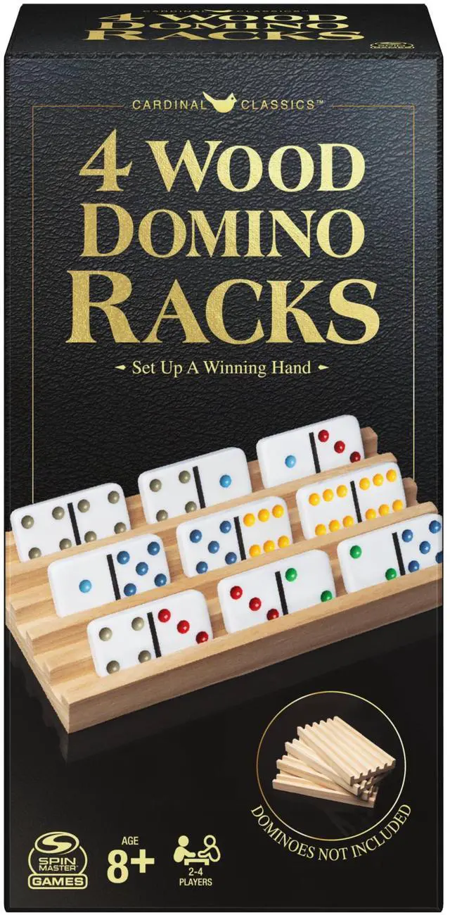 Main image of Spin Master Games Wooden Domino Racks Set of 4 Trays Classic Board Game